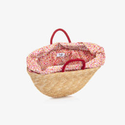 Il Gufo-Girls Beige Straw Bag (35cm) | Childrensalon