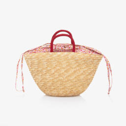 Il Gufo-Girls Beige Straw Bag (35cm) | Childrensalon