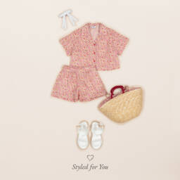 Il Gufo-Girls Beige Straw Bag (35cm) | Childrensalon