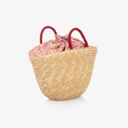 Il Gufo-Girls Beige Straw Bag (35cm) | Childrensalon
