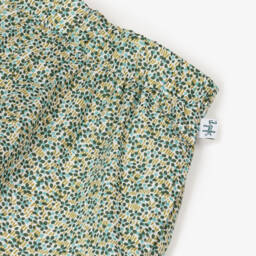 Il Gufo-Girls Green Liberty Print Cotton Shorts | Childrensalon