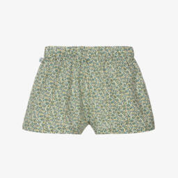 Il Gufo-Girls Green Liberty Print Cotton Shorts | Childrensalon