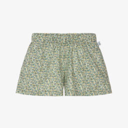 Il Gufo-Girls Green Liberty Print Cotton Shorts | Childrensalon