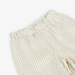 Il Gufo-Girls Ivory & Beige Stripe Linen Trousers | Childrensalon