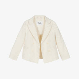 Il Gufo-Girls Ivory Pinstripe Blazer | Childrensalon