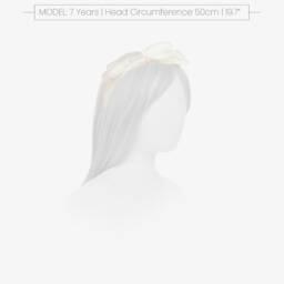 Il Gufo-طوق شعر بفيونكة ساتان وحرير لون عاجي للبنات | Childrensalon