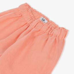 Il Gufo-Girls Orange Lightweight Linen Shorts | Childrensalon