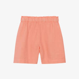 Il Gufo-Girls Orange Lightweight Linen Shorts | Childrensalon