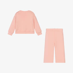 Il Gufo-Girls Peach Pink Cotton Tracksuit | Childrensalon