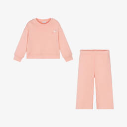 Il Gufo-Girls Peach Pink Cotton Tracksuit | Childrensalon
