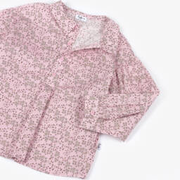 Il Gufo-Girls Pink Cotton Floral Blouse | Childrensalon