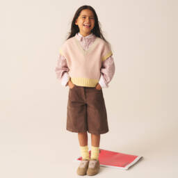 Il Gufo-Girls Pink Cotton Floral Blouse | Childrensalon