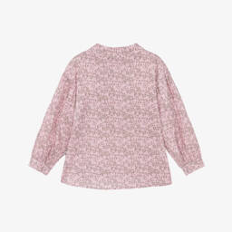 Il Gufo-Girls Pink Cotton Floral Blouse | Childrensalon