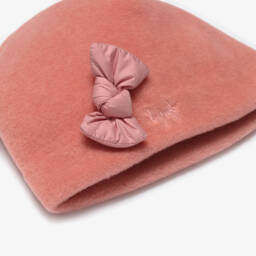 Il Gufo-Girls Pink Fleece Hat with Bow | Childrensalon