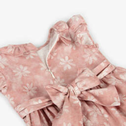 Il Gufo-Girls Pink Linen Floral Dress | Childrensalon