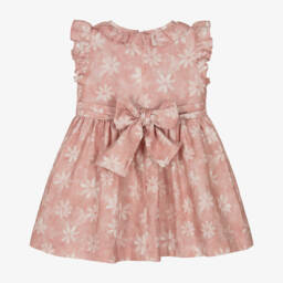 Il Gufo-Girls Pink Linen Floral Dress | Childrensalon