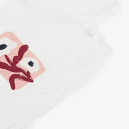 Il Gufo-Girls White Cotton Flower T-Shirt | Childrensalon