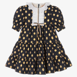 Irpa Blue Gold Polka Dot Dress Childrensalon