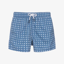 J&Josh-Boys Dark Blue Swim Shorts with Geometric Print | Childrensalon