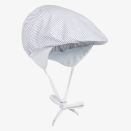 Baby Boys Blue Striped Cotton Flat Cap