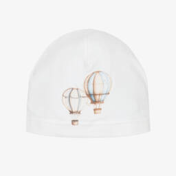 Baby Boys Ivory Balloon Print Cotton Jersey Layette Hat