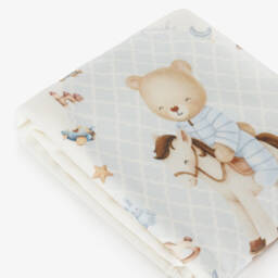 Jamiks-Baby Boys Ivory Velour Rocking Horse Blanket (85cm) | Childrensalon