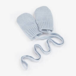 Jamiks-Baby Boys Pale Blue Knitted Mittens | Childrensalon