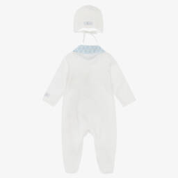 Jamiks-طقم بيبي غرو قطيفة بتصميم دب وحصان هزاز لون أبيض للأولاد الرضع | Childrensalon