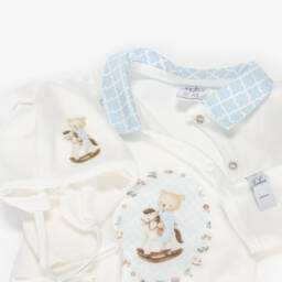 Jamiks-طقم بيبي غرو قطيفة بتصميم دب وحصان هزاز لون أبيض للأولاد الرضع | Childrensalon