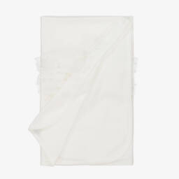 Jamiks-Baby Girls Ivory Cotton Blanket (82cm) | Childrensalon