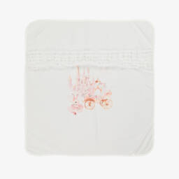Jamiks-Baby Girls Ivory Cotton Blanket (82cm) | Childrensalon