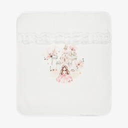Baby Girls Ivory Cotton Princess & Castle Blanket (85cm)
