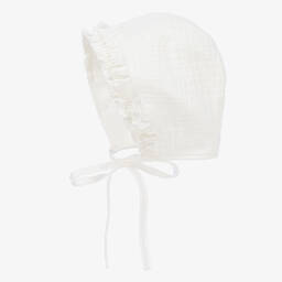 Jamiks-قبعة بونيه قطن عضوي لون عاجي للمولودات | Childrensalon