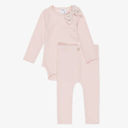 Jamiks-Girls Pink Velour Bunny Ears Pramsuit | Childrensalon