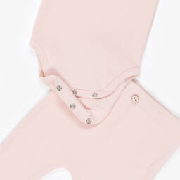 Jamiks-Baby Girls Pink Cotton Leggings Set with Floral Bow | Childrensalon