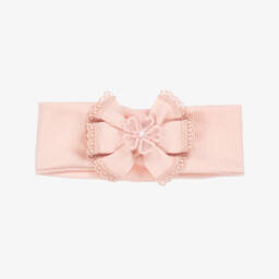 Jamiks-Baby Girls Rose Pink Cotton Bow Headband | Childrensalon
