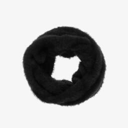 Jamiks-Black Fluffy Wool & Cashmere Knit Snood | Childrensalon