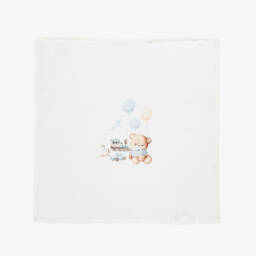 Jamiks-Blue Cotton Teddy Muslin & Dummy Clip Set  | Childrensalon