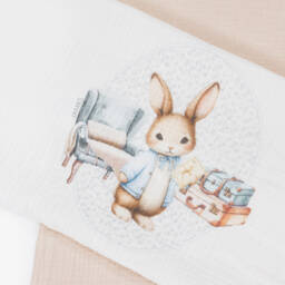 Jamiks-Boys Beige Organic Cotton Bunny Muslin Cloths (2 Pack) | Childrensalon