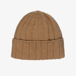 Jamiks-Шапка бини коричневая из мериносовой шерсти для мальчиков | Childrensalon