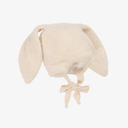 Jamiks-Dark Ivory Fluffy-Knit Bunny Ears Hat | Childrensalon