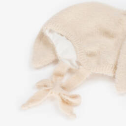 Jamiks-Dark Ivory Fluffy-Knit Bunny Ears Hat | Childrensalon