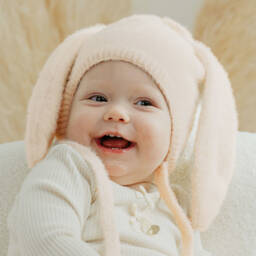 Jamiks-Dark Ivory Fluffy-Knit Bunny Ears Hat | Childrensalon