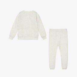 Jamiks-Girls Grey Marl Cotton Tracksuit with Teddy Bear Appliqués | Childrensalon