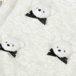 Jamiks-Girls Grey Marl Cotton Tracksuit with Teddy Bear Appliqués | Childrensalon