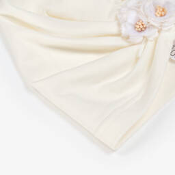 Jamiks-Girls Ivory Jersey Flower Turban | Childrensalon