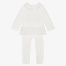 Jamiks-Girls Ivory Lace Trimmed Top & Leggings Set | Childrensalon