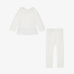 Jamiks-Girls Ivory Lace Trimmed Top & Leggings Set | Childrensalon