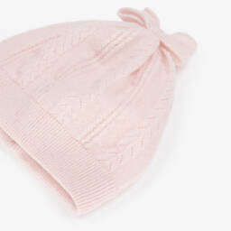 Jamiks-Girls Pale Pink Patterned-Knit Hat with Bow | Childrensalon