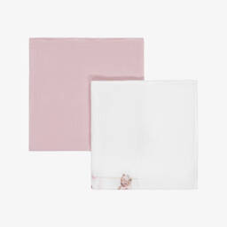 Jamiks-Girls Pink Cotton Ballerina Bear Muslin Cloths (2 Pack) | Childrensalon
